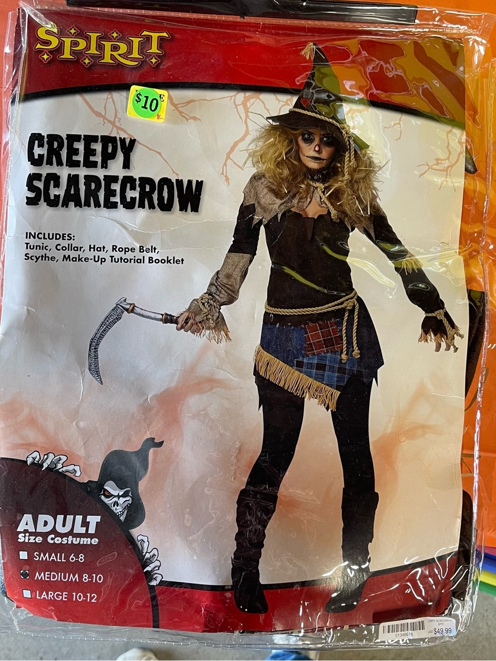 Spirit Creepy Scarecrow Costume - Black & Brown with Patchwork Accents